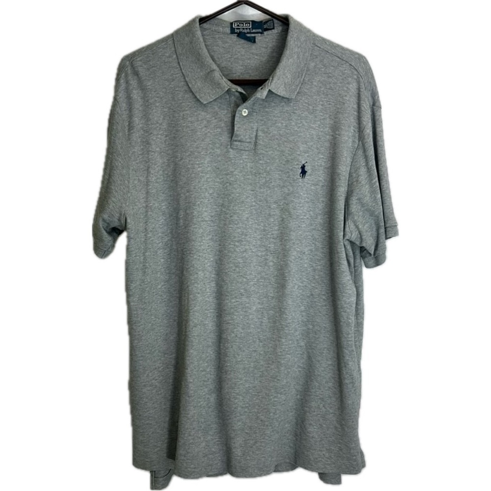 Polo by Ralph Lauren Solid Gray Polo Shirt Custom Fit Size XL